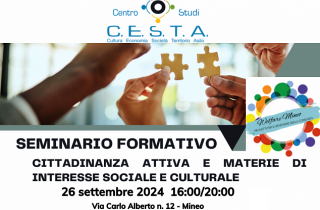 Seminario formativo: Cittadinanza attiva e materie di interesse sociale e culturale